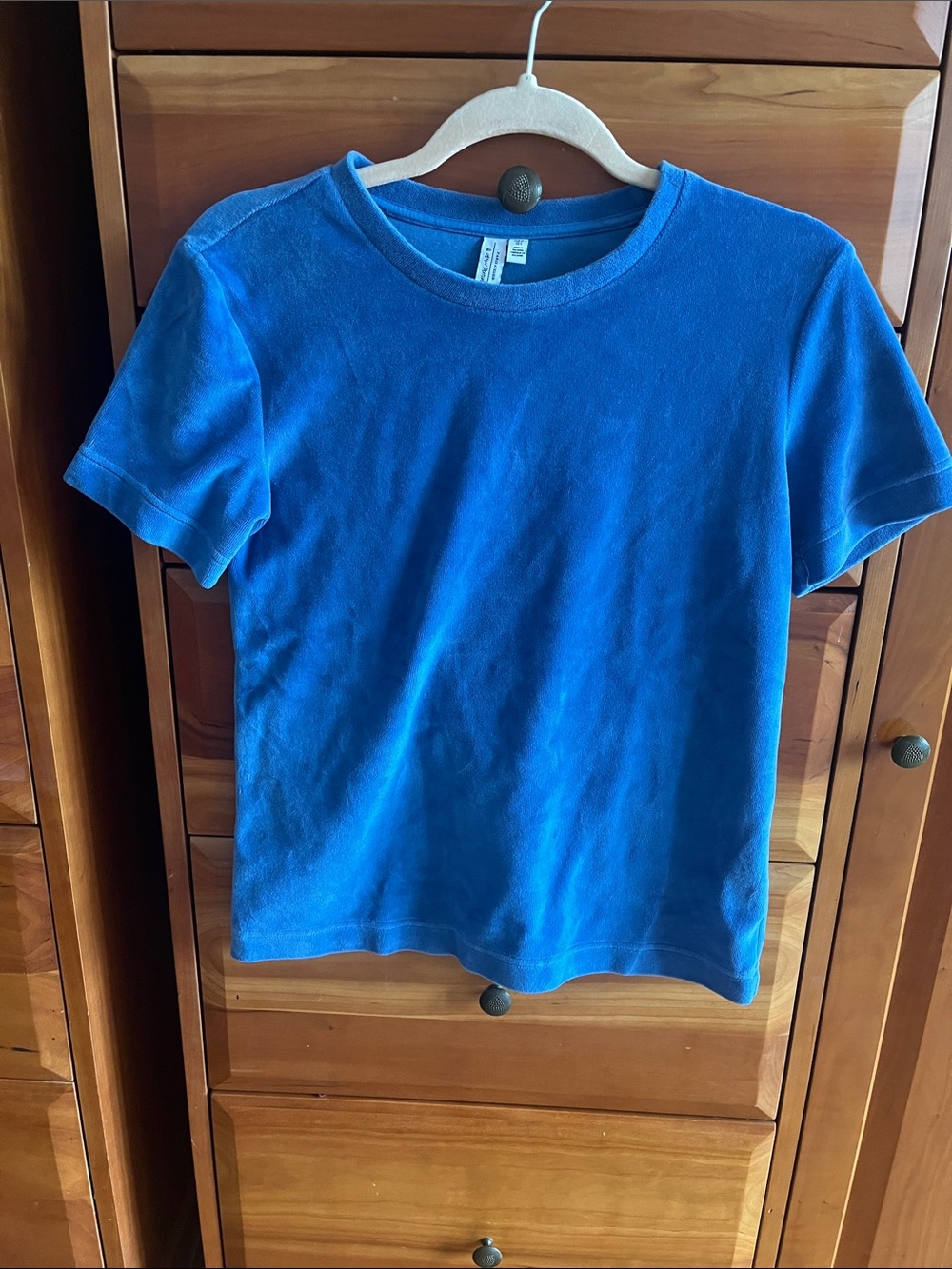 & Other Stories blue velour crewneck tee, size 4